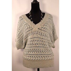 White House Black Market Open Knit V-Neck Sweater‎ Size XS